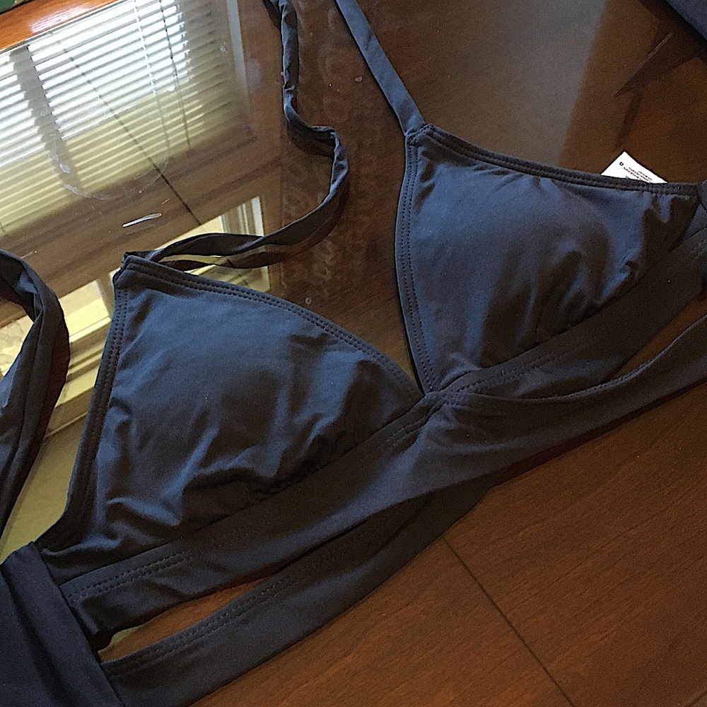 wrap black padded bikini top